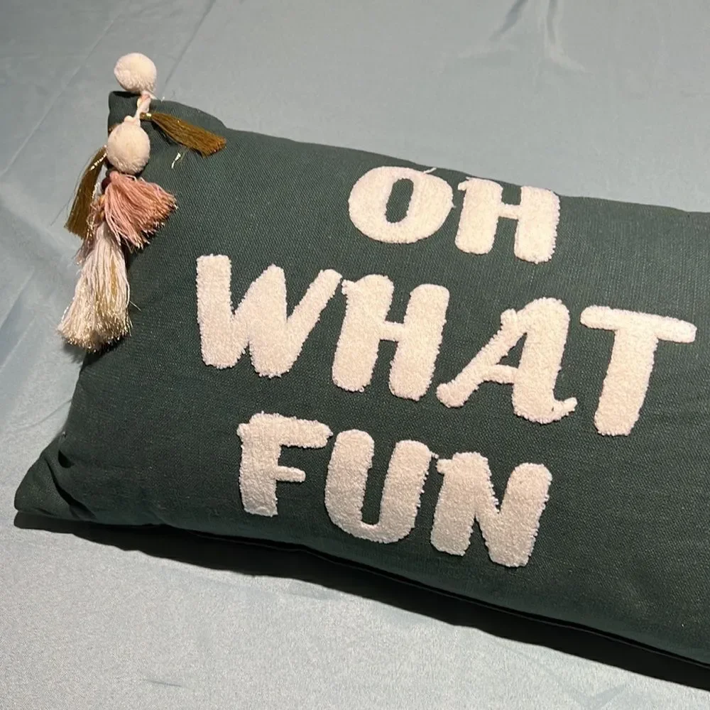Anthropologie Snow Day “Oh What‎ Fun” Lumbar Pillow NWT